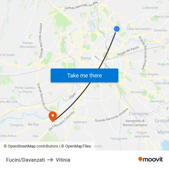 Fucini/Davanzati to Vitinia map