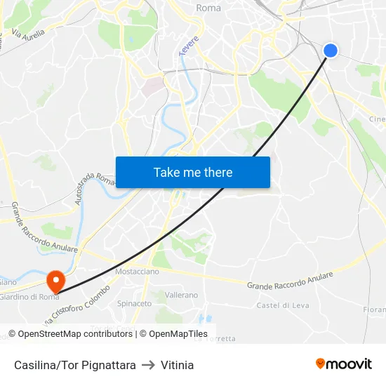 Casilina/Tor Pignattara to Vitinia map