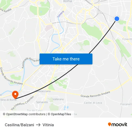 Casilina/Balzani to Vitinia map