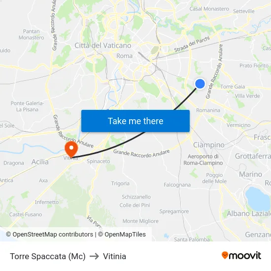 Torre Spaccata (Mc) to Vitinia map