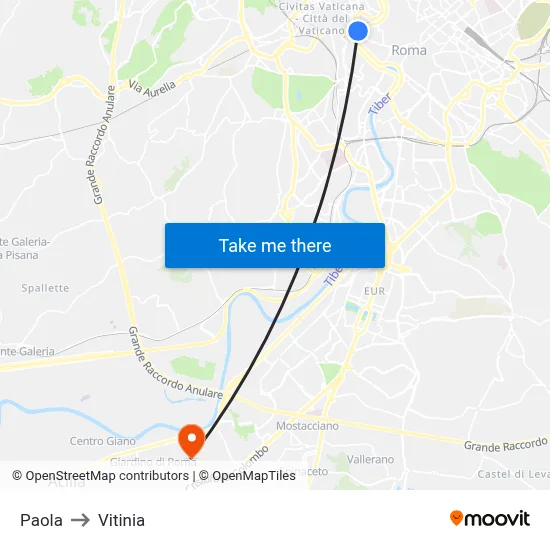 Paola to Vitinia map