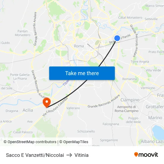 Sacco E Vanzetti/Niccolai to Vitinia map