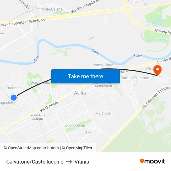 Calvatone/Castellucchio to Vitinia map