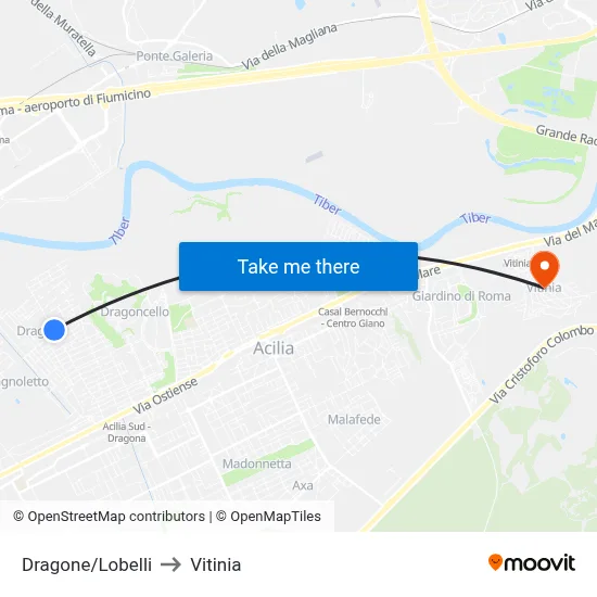 Dragone/Lobelli to Vitinia map