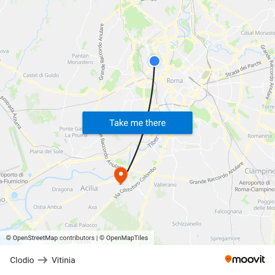 Clodio to Vitinia map