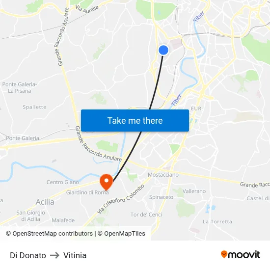 Di Donato to Vitinia map