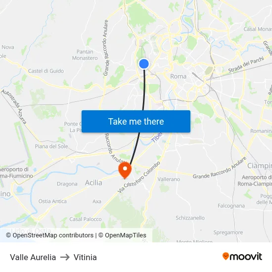 Valle Aurelia to Vitinia map