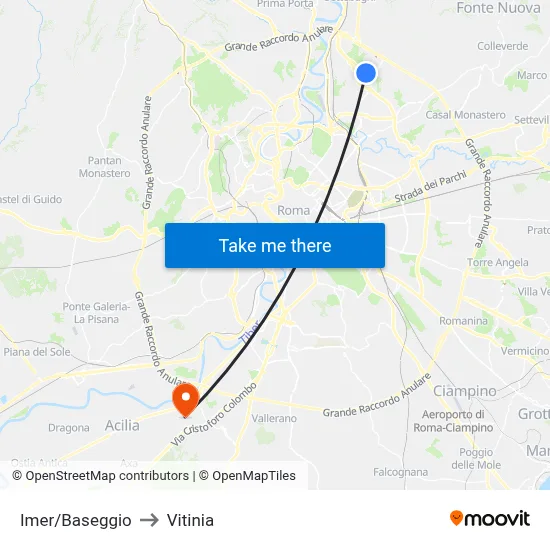 Imer/Baseggio to Vitinia map