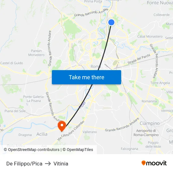 De Filippo/Pica to Vitinia map