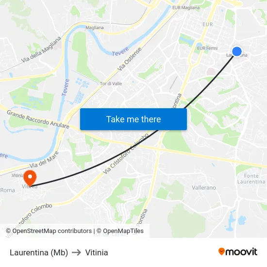 Laurentina (Mb) to Vitinia map