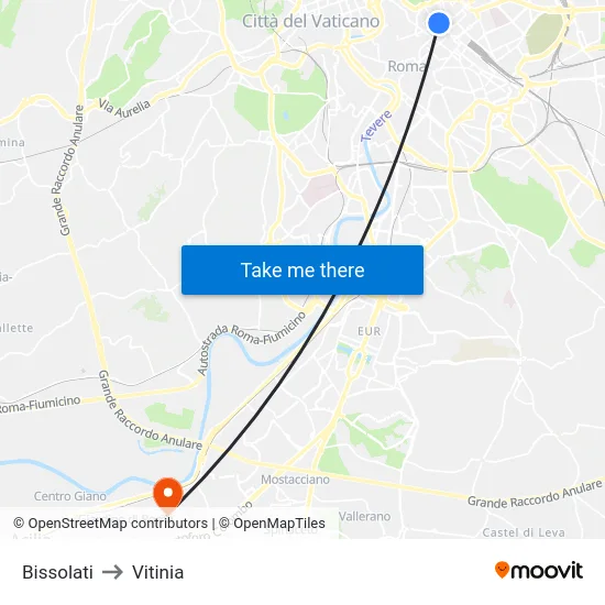 Bissolati to Vitinia map