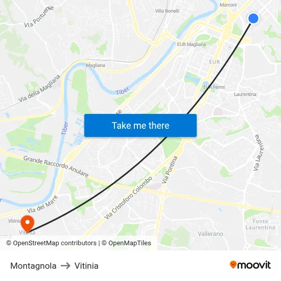Montagnola to Vitinia map