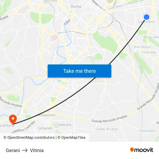 Gerani to Vitinia map