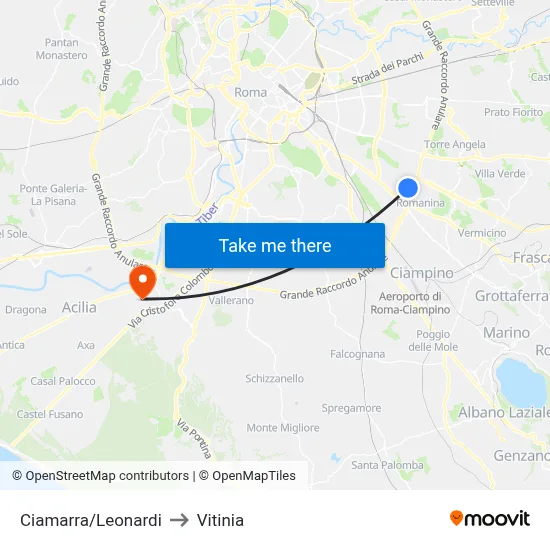 Ciamarra/Leonardi to Vitinia map