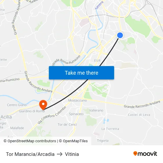 Tor Marancia/Arcadia to Vitinia map
