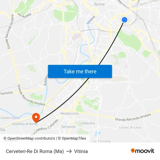 Cerveteri-Re Di Roma (Ma) to Vitinia map