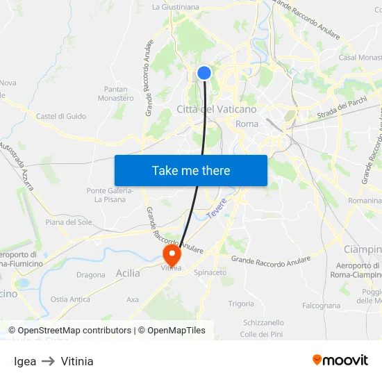 Igea to Vitinia map