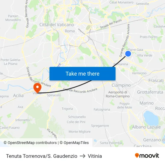 Torrenova Estate/St. Gaudenzio to Vitinia map