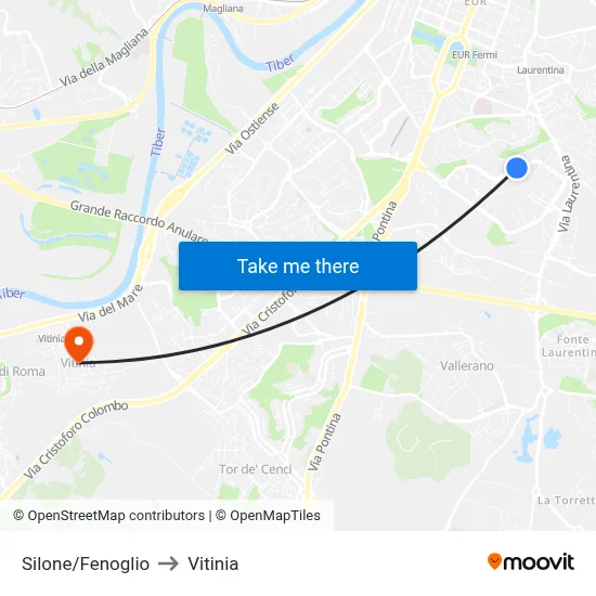 Silone/Fenoglio to Vitinia map