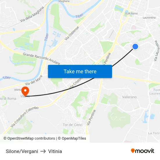 Silone/Vergani to Vitinia map
