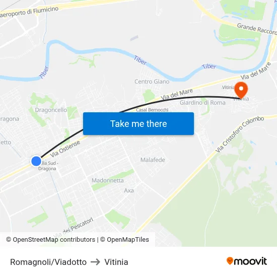 Romagnoli/Viaduct to Vitinia map