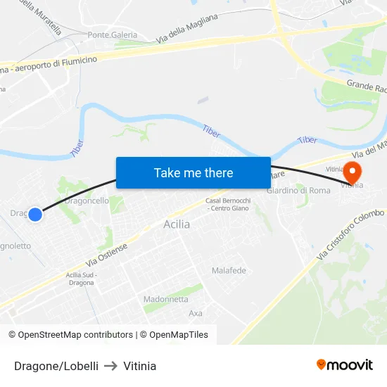 Dragone/Lobelli to Vitinia map