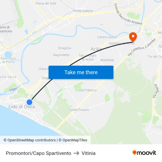 Promontori/Cape Spartivento to Vitinia map