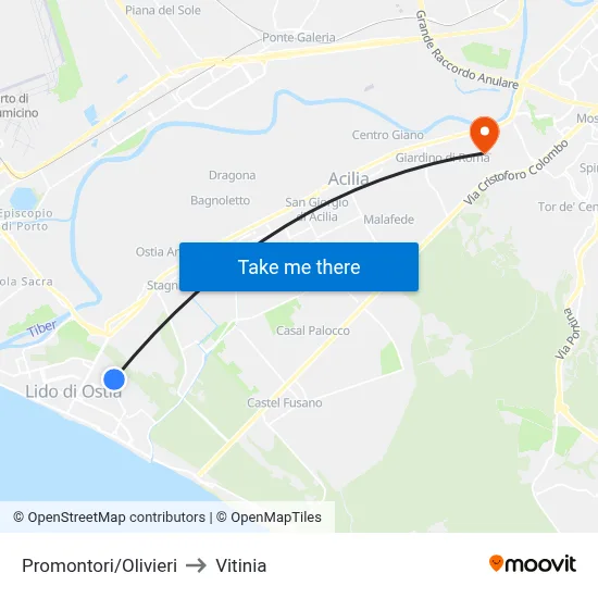 Promontori/Olivieri to Vitinia map