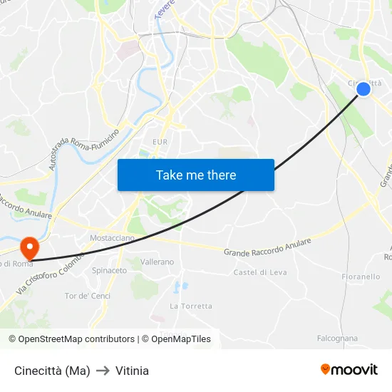 Cinecittà (Ma) to Vitinia map