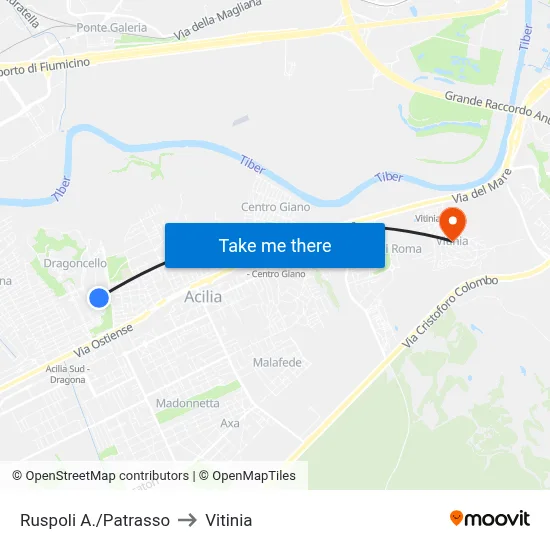 Ruspoli A./Patrasso to Vitinia map