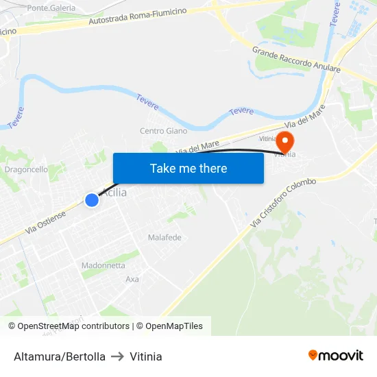 Altamura/Bertolla to Vitinia map