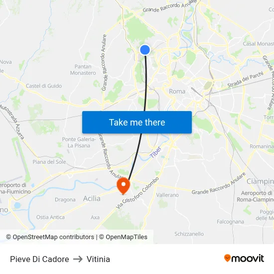 Pieve Di Cadore to Vitinia map