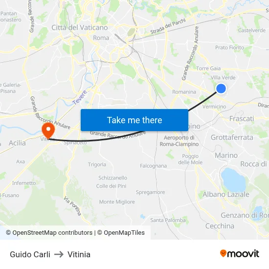 Guido Carli to Vitinia map