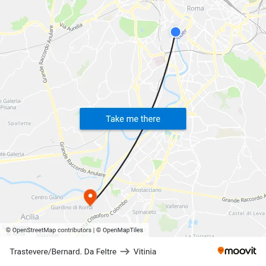 Trastevere/Bernard. Da Feltre to Vitinia map