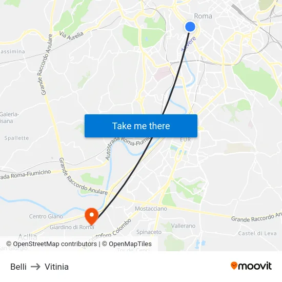 Belli to Vitinia map