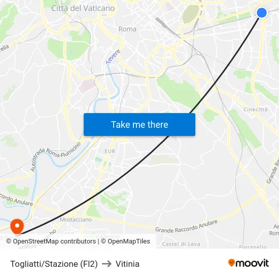 Togliatti/Stazione (Fl2) to Vitinia map