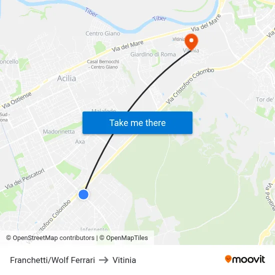Franchetti/Wolf Ferrari to Vitinia map