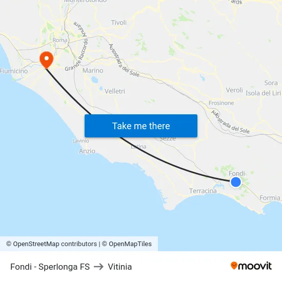 Fondi - Sperlonga FS to Vitinia map