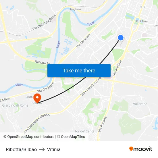 Ribotta/Bilbao to Vitinia map