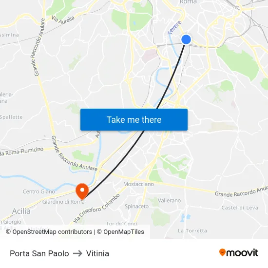 Porta San Paolo to Vitinia map