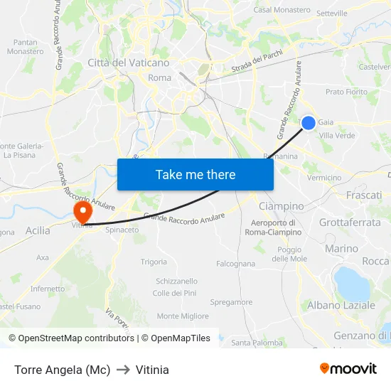 Torre Angela (Mc) to Vitinia map