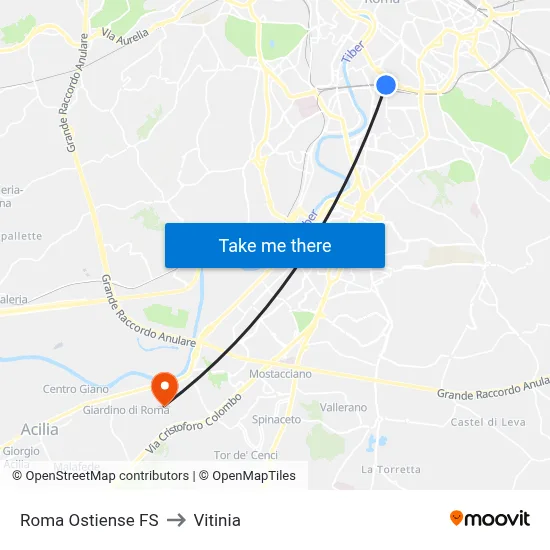 Roma Ostiense Station to Vitinia map