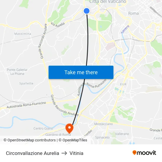 Circonvallazione Aurelia to Vitinia map
