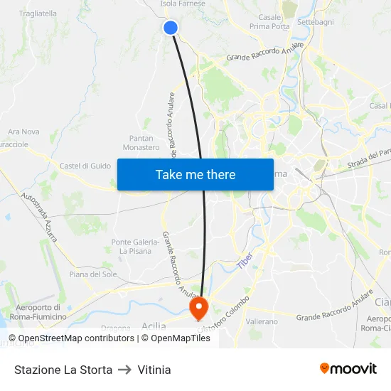 La Storta Station to Vitinia map