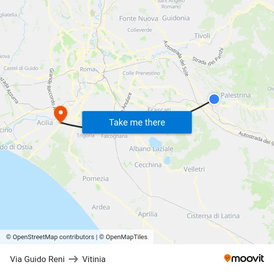 Via Guido Reni to Vitinia map