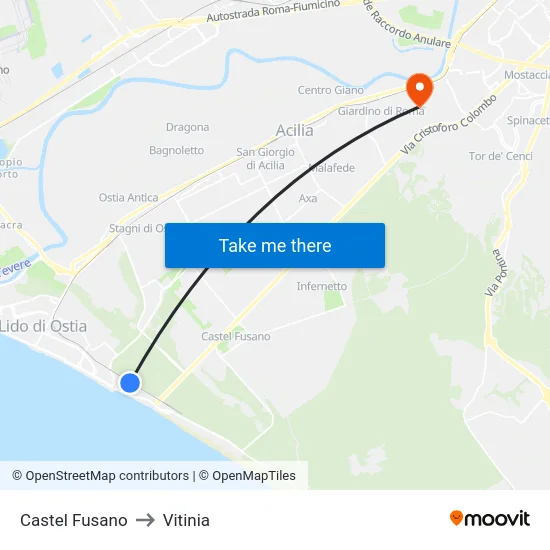 Castel Fusano to Vitinia map