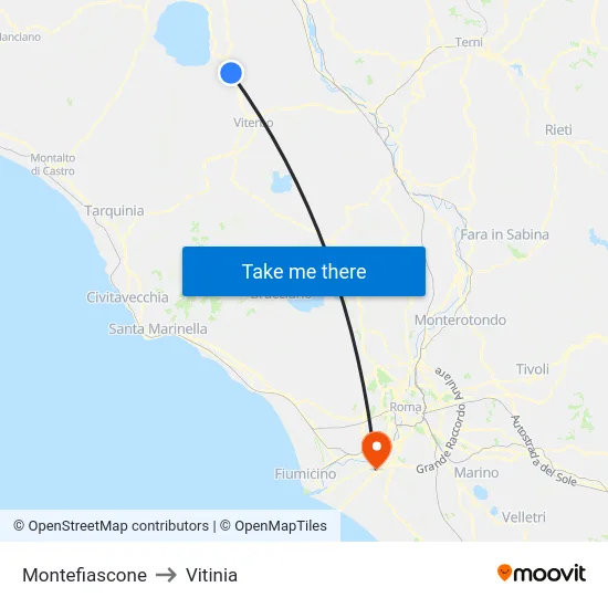 Montefiascone to Vitinia map