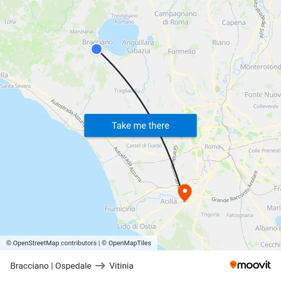 Bracciano | Ospedale to Vitinia map
