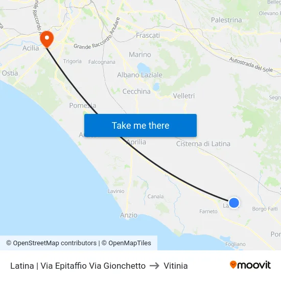 Latina | Via Epitaffio Via Gionchetto to Vitinia map
