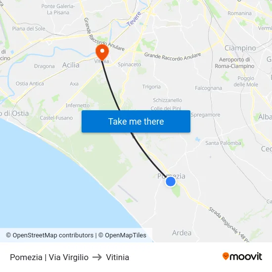 Pomezia | Via Virgilio to Vitinia map